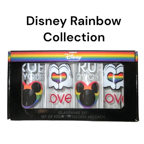 NIB Disney Rainbow Collection Set of 4 Glasses True to Your Heart Pride LGBTQ - Picture 1 of 8